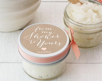 Sugar Scrub Shower Favors - From my Shower to Yours Label- All-Natural, Vegan - Bridal Shower Favor | Baby Shower Favor