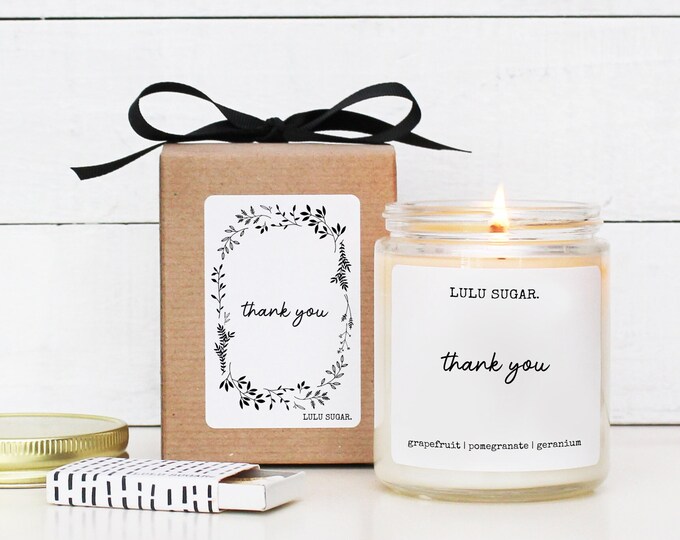 Thank You Gift Candle | Thank You Candle Gift | Scented Soy Candle | Soy Candle Gift | Appreciation Gift Candle | Gratitude Gift Candle