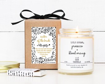 Sister of the Bride Gift | Personalized Sister of the Bride Gift Candle | Sister Gift | Lulu Sugar Candles | Bridal Party Gift Idea