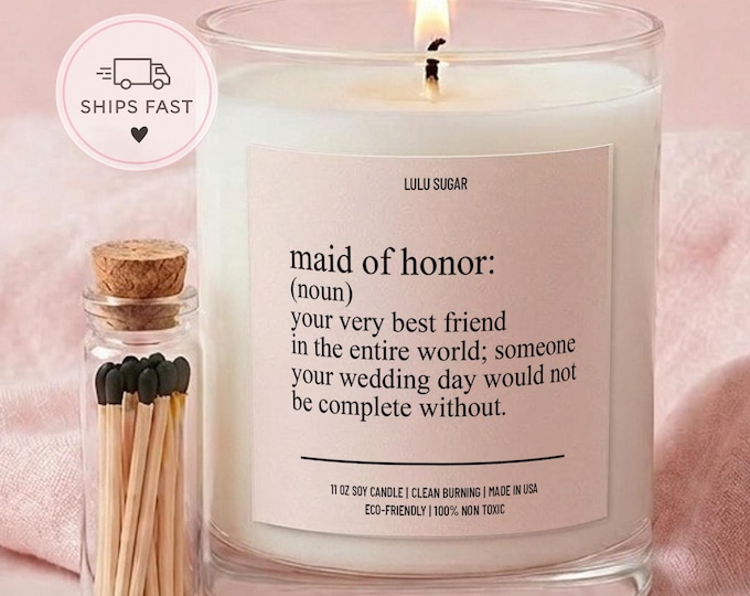 Maid of Honor Gift Candle Maid of Honor Proposal Gift MOH Candle Bridal Party Gift Bridesmaid Gift Wedding Party Gift