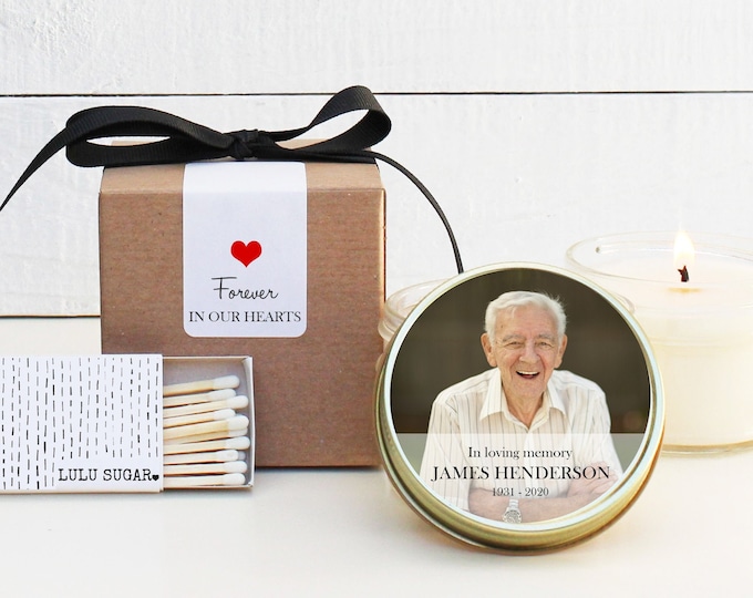 Photo Memorial Service Candles - Memorial Candles - Personalized Memorial Service Favors | In Memory of Candles | Funeral Photo Candle