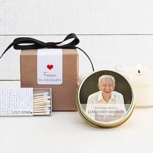 Photo Memorial Service Candles - Memorial Candles - Personalized Memorial Service Favors | In Memory of Candles | Funeral Photo Candle