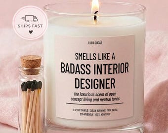 Interior Designer Gift Badass Interior Designer Custom Candle Funny Designer Gift Home Decor Gift