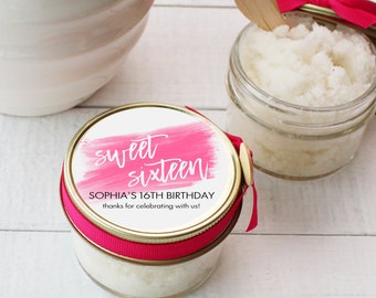 Sweet Sixteen Party Favors | Sugar Scrub Favors | 16th Birthday Party Favors | Spa Birthday Party Favor | Vanilla Sugar Body Polish Favor