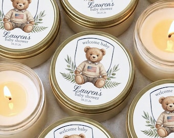 Polo Baby Shower Favors Preppy Bear Baby Shower Country Club Baby Shower Old Money Baby Shower Favors Candle Favors