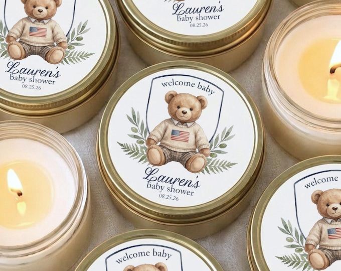 Polo Baby Shower Favors Preppy Bear Baby Shower Country Club Baby Shower Old Money Baby Shower Favors Candle Favors
