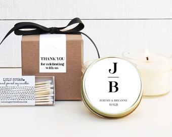 Wedding Favor Candles | Minimalist Wedding Favors | Personalized Wedding Favors | Soy Candle Favor | Boxed Wedding Favor | Initial Favors