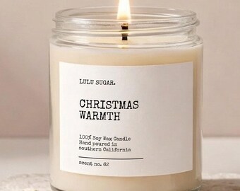 Christmas Warmth Soy Candle, Holiday Candle Gift, Scented Soy Candle, Decorative Candle, Choose Your Scent