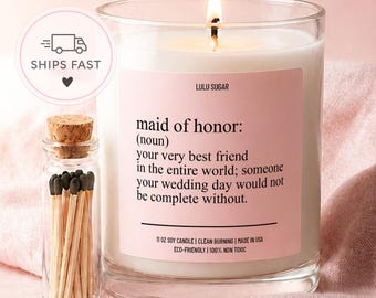 Maid of Honor Gift Candle Maid of Honor Proposal Gift MOH Candle Bridal Party Gift Bridesmaid Gift Wedding Party Gift