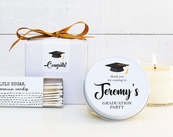 Graduation Party Favors | Graduation Cap Label Design | Graduation Favor Candles | Personalized Graduation Favors | Class of 2023 Favors