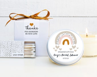Bridal Shower Favor Candles - Showered with love labels | Personalized Shower Favors | Bridal Shower Candles | Thank You Shower Favor