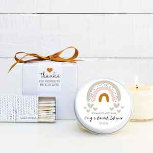 Bridal Shower Favor Candles - Showered with love labels | Personalized Shower Favors | Bridal Shower Candles | Thank You Shower Favor
