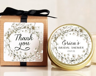 Personalized Bridal Shower Favors for Guests Candle Favor: Baby's Breath Design
