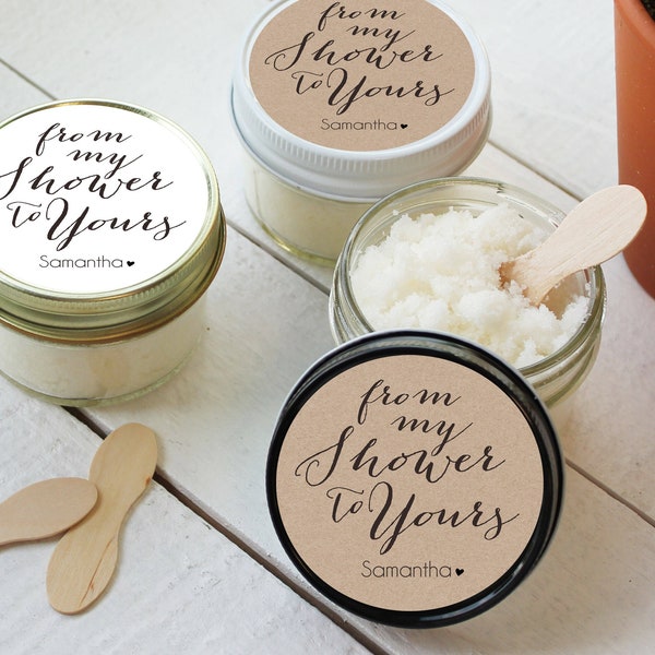 Sugar Scrub Shower Favors - From my Shower to Yours Label- All-Natural, Vegan - Bridal Shower Favor | Baby Shower Favor