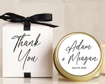 Personalized Wedding Favor Candles: Soy Wax, Custom Label