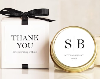 Wedding Favors for Guests Personalized Candle Favor Minimalist Initial Design