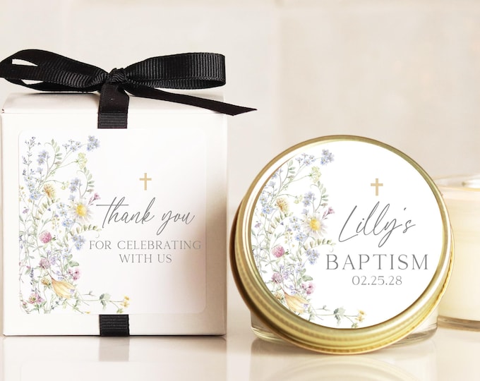 Floral Baptism Candle Favors Girl Christening Communion Keepsake Gift