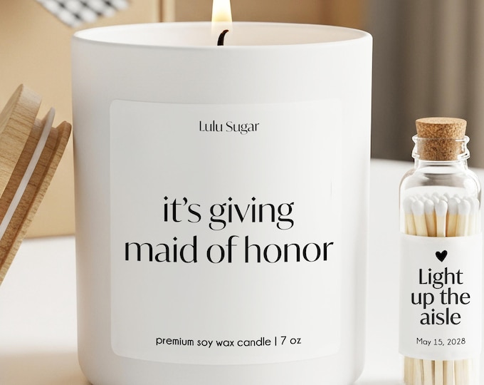 It's Giving Maid of Honor Candle Bridesmaid Candle Bridesmaid Box Bridesmaid Gift Box Maid of Honor Proposal Bridesmaid Card Alternative