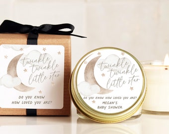 Twinkle Star Baby Shower Favor: Personalized Soy Candle
