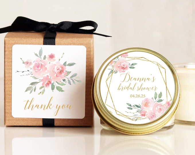 Personalized Bridal Shower Favors for Guests Bulk Candle Favors Pink Floral