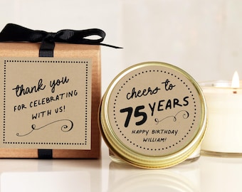 Milestone Birthday Party Favors Cheers Labels | Personalized Birthday Party Candles | Birthday Favor | Birthday Candle | ANY Age