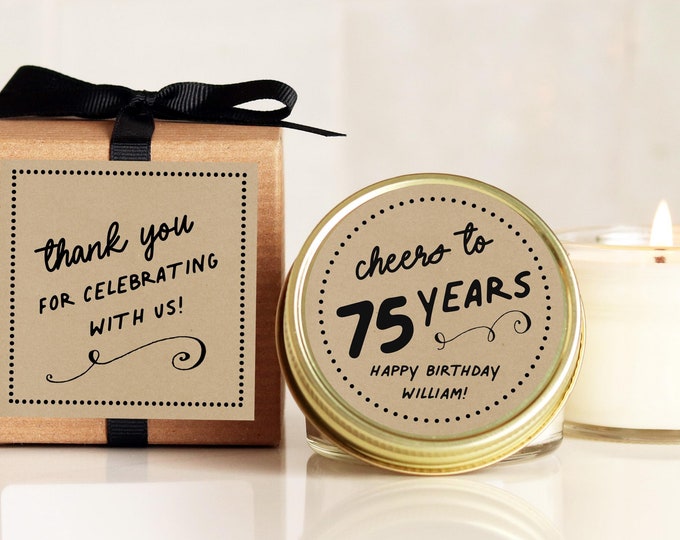 Milestone Birthday Party Favors Cheers Labels | Personalized Birthday Party Candles | Birthday Favor | Birthday Candle | ANY Age