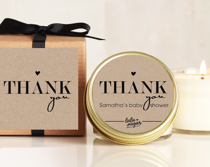 Personalized Baby Shower Favor Candles: Soy Wax, Thank You Gift