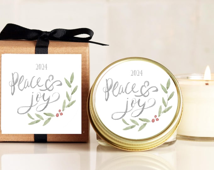 Christmas Candles - Peace and Joy 2024 Design | Soy Candle Christmas Gift | Holiday Candle Gift | Holiday Candles | Neighbor Christmas Gift
