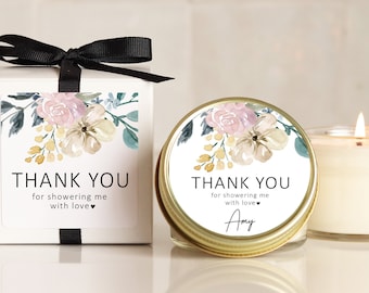 Personalized Baby Shower Favor Candles: Floral Soy Wax Candles