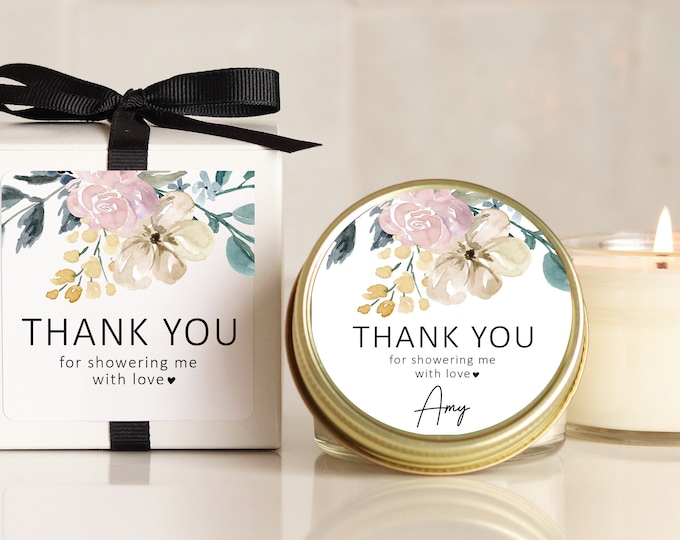 Baby Shower Favor Candles - Neutral Baby Shower Favor | Bridal Shower Favors | Floral Baby Shower Favor Candles | Personalized Favors