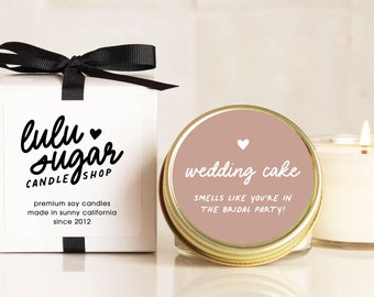 Bridal Party Gifts for Bridesmaids Gifts Candles Wedding Cake Candles Smells like you're in the bridal party Candles