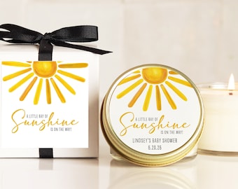 Baby Shower Favor Candles - Ray of Sunshine Shower Favor - Personalized Baby Shower Favors | Baby Shower Candles | Sun Baby Shower Favor