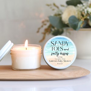 Baby Shower Favors | Baby Shower Candles | Sandy Toes and Salty Kisses Favor Candles | Personalized Favor Candles | Beach Baby Shower Favors