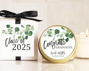 Personalized Graduation Favor Candle: Eucalyptus, Class of 2025