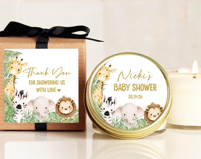 Jungle Animals Baby Shower Favor Candles - Jungle Animals Baby Shower Favor - Personalized Baby Shower Favors | Baby Shower Candles