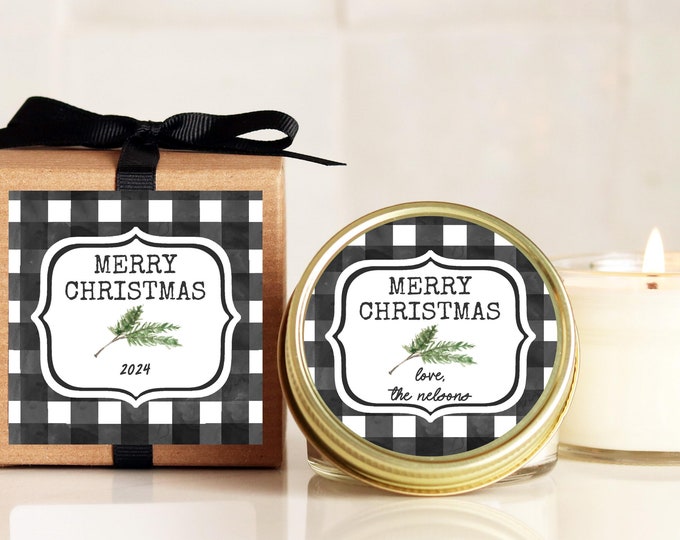 Christmas Candles - Buffalo Check Candles | Christmas Gift Candles | Personalized Christmas Gift | Christmas Party Favors | Candle Favor