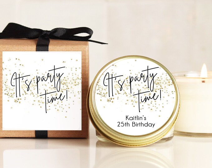 Party Favor Candles: Personalized Confetti Soy Wax Birthday Favors