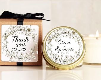 Personalized Wedding Favor Candles: Baby's Breath, Eco-Friendly Soy Wax