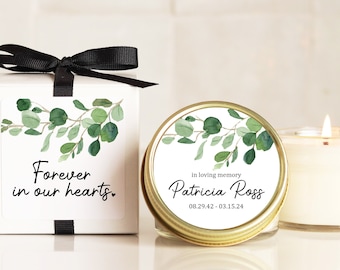 Personalized Memorial Candle Favors: Eucalyptus Soy Candle