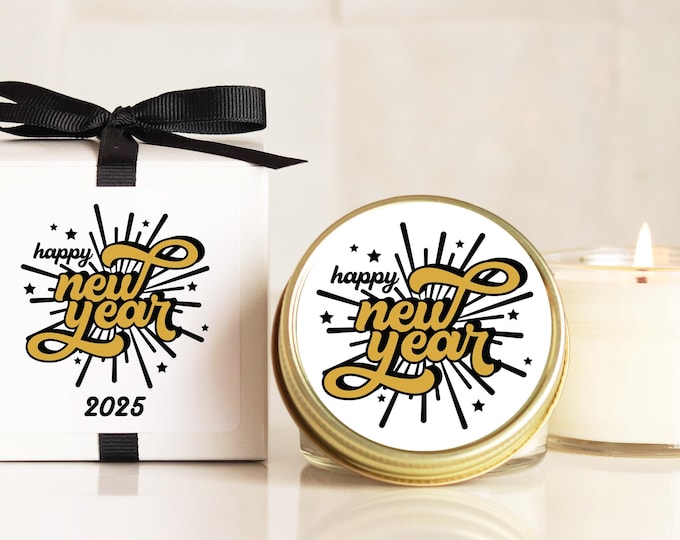Happy New Year Candles | Happy 2025 New Year's Favors | New Year's Eve Pary Favors | New Year's Gifts | New Year's Holiday Gifts