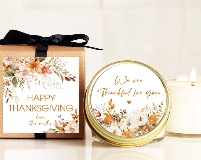Thanksgiving Candles | Thanksgiving Table Decor | Personalized Candles | Thanksgiving Gifts | Thanksgiving Favors | Boxed Candles