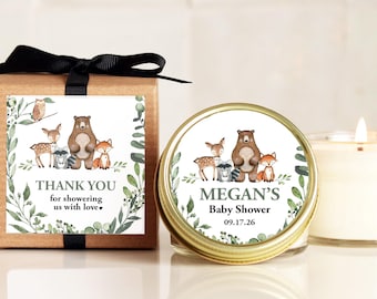 Baby Shower Favor Candles - Woodland Animals Shower Favor - Personalized Baby Shower Favors | Baby Shower Candles | Baby Shower