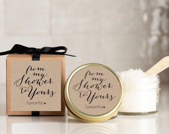 Sugar Scrub Shower Favors - From my Shower to Yours Label- All-Natural, Vegan - Bridal Shower Favor | Baby Shower Favor