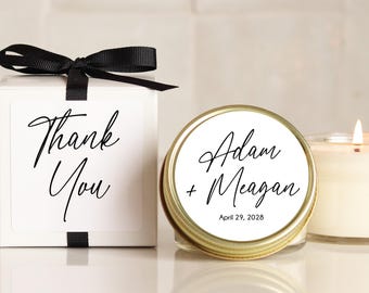 Personalized Wedding Favor Candles: Soy Wax, Custom Label