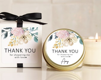 Floral Bridal Shower Favor Candles: Personalized Soy Wax