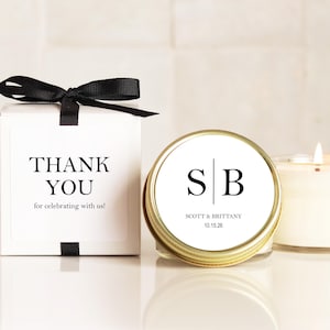Personalized Wedding Favor Candles: Soy Wax, Monogrammed Label