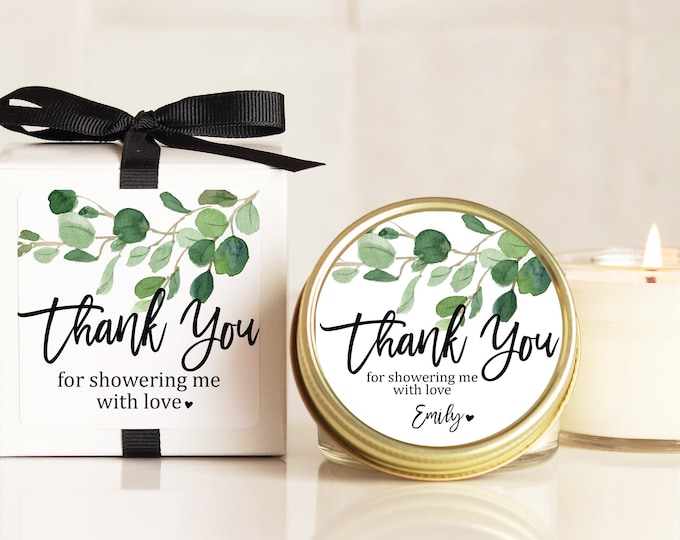 Bridal Shower Favors | Bridal Shower Candles | Eucalyptus Favor Candles | Personalized Favor Candles | Greenery Candle Favors
