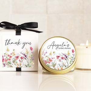 Bridal Shower Favors | Summer Flowers Label Design | Bridal Shower Candles | Personalized Favor Candles | Wildflower Candle Favors