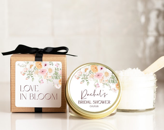 Bridal Shower Favor Body Polish | Sugar Scrub Bridal Shower Favor - All-Natural | Bouquet Label | Spa Shower Favor | Floral Shower Decor