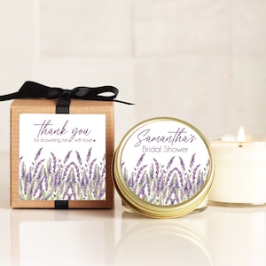 Personalized Lavender Bridal Shower Favor Candles: Eco-Friendly Soy Wax